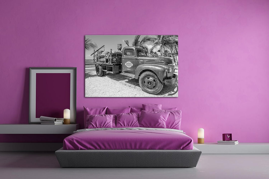 deyoli alter LKW in Mexiko Effekt: Schwarz/Weiss Format: 80x60 als Leinwandbild, Motiv fertig gerahm