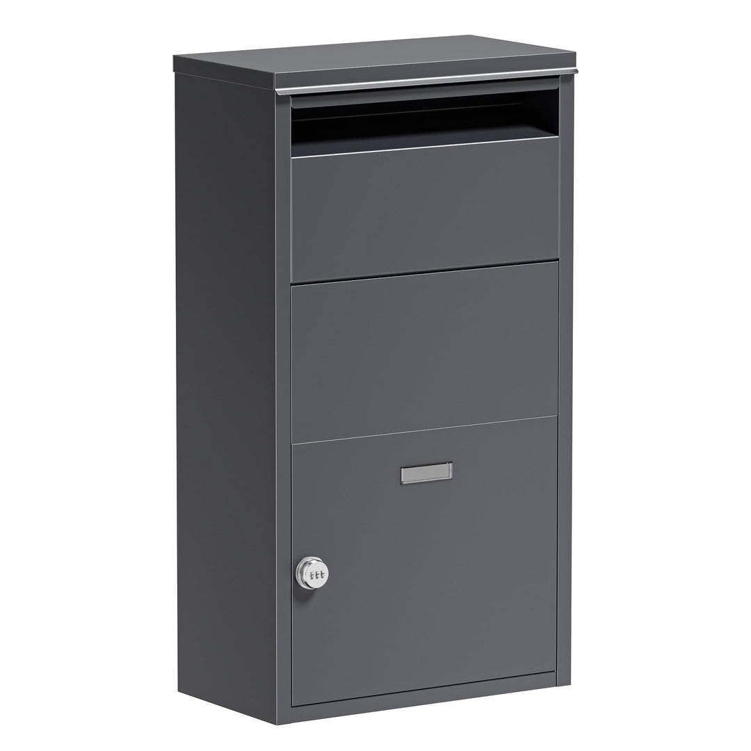 Wiltec Paketkasten grau 410 x 220 x 750 mm, Paketbox Zuhause, Private Paketannahme passend für Paket