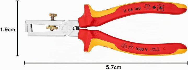 Knipex Abisolierzange mit Öffnungsfeder, universal verchromt, isoliert mit Mehrkomponenten-Hüllen, V
