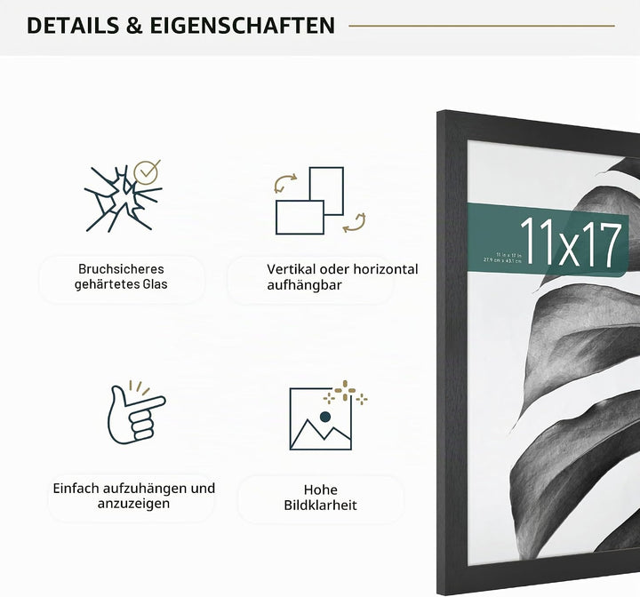 MCS Studio Galerie-Rahmen, schwarze Holzmaserung, 27,9 x 43,2 cm, Einzelbett Schwarz Holz-Optik 11 x