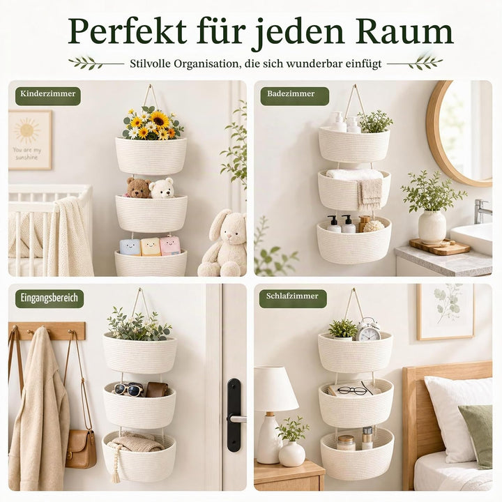 STATVAST 2 Stück Hängeorganizer Organizer Wand, weiss Premium Leinen Organizer mit 3 stufiger Hängek