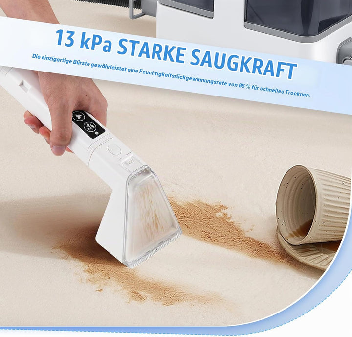 Moongiantgo Waschsauger Teppichreiniger mit Dampf/Warm/Kaltemwasser 1300W Fleckenreiniger mit 13kPa