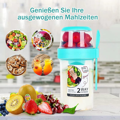 bainuote Salatbecher Joghurtbecher 2 in 1 Müsli to Go Becher Auslaufsicherer 310ml+760ml BPA-freie L