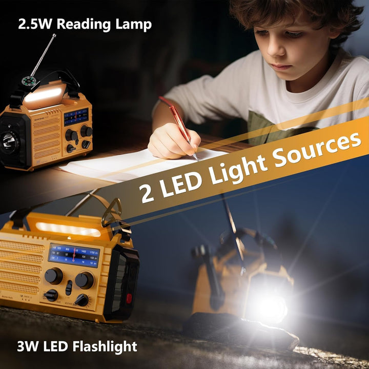 Tragbare Solar Radio, Notfall Radio mit Kurbel, Dynamo Wetter AM/FM/SW Radio,4000mAh Wiederaufladbar