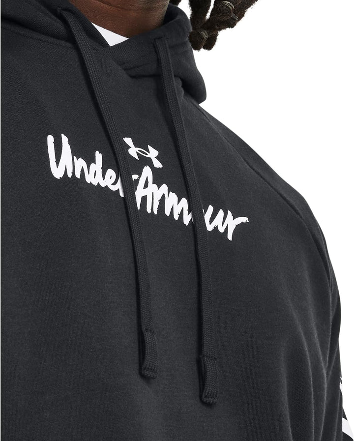 Under Armour Herren Rival Fleece Graphic Hoodie Kapuzen-Sweatshirt, (001) Schwarz/Weiss