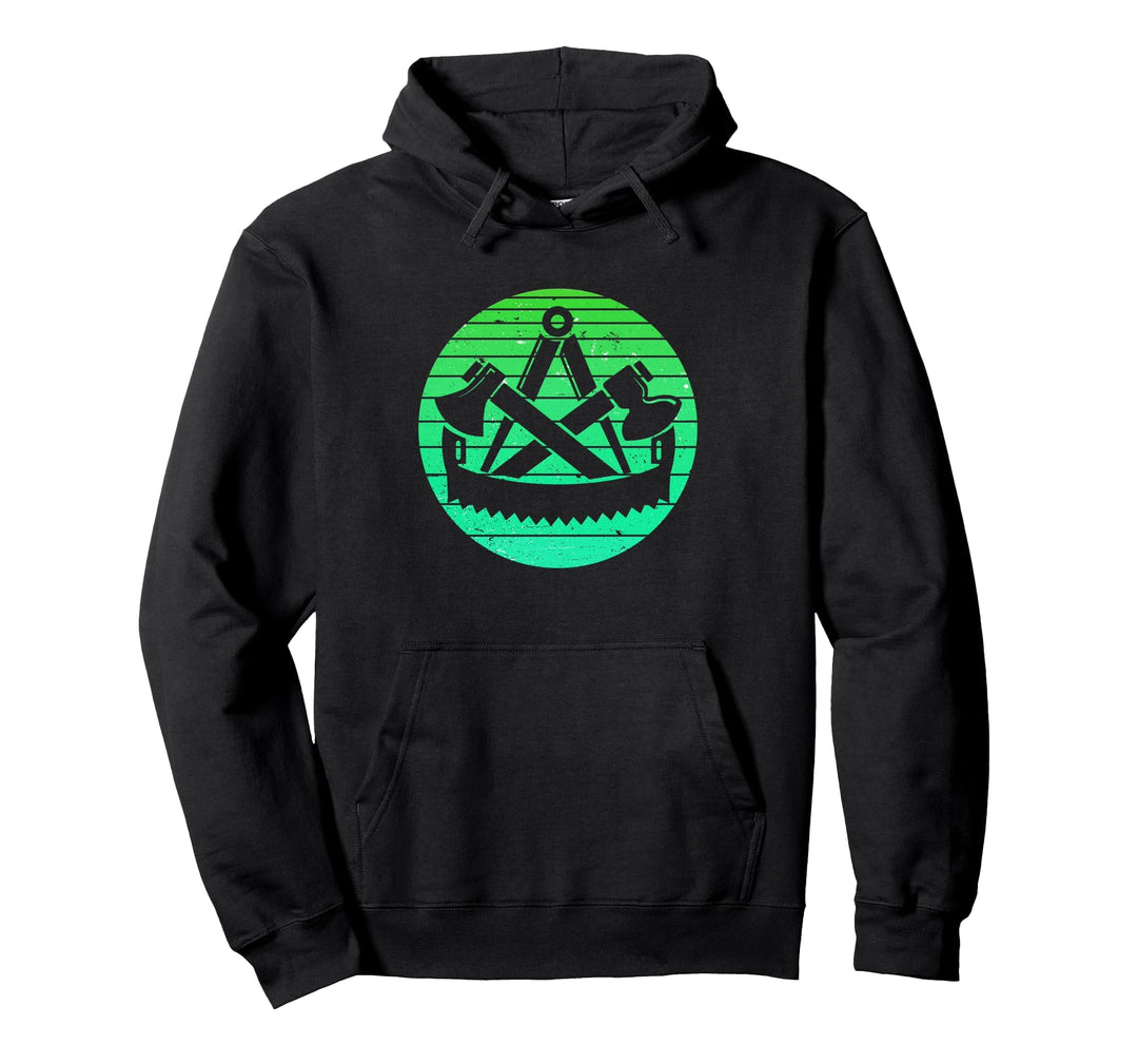 Zimmermann Zimmerer Zunftzeichen Retro Stil Grün Pullover Hoodie