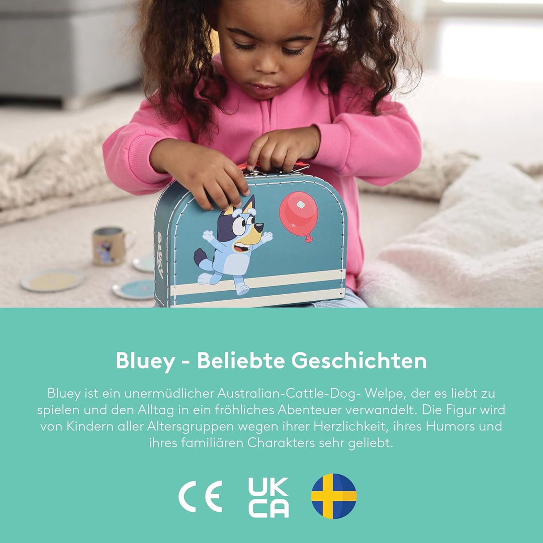 Bluey Spielzeug-Geschirr für Kinder – Kindergeschirr in farbenfrohem Design, lustiges Teeservice-Set