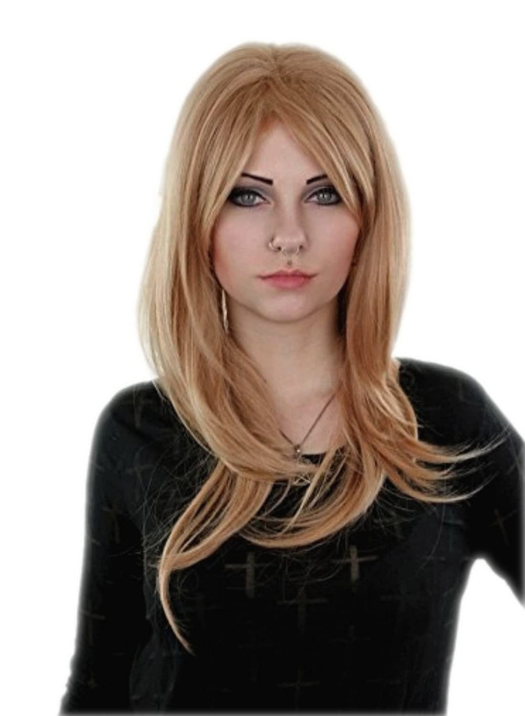 Prettyland Damen Glatte Gestuft ang-Haare natürliche Perücke Blond Wig für Alltag C1703
