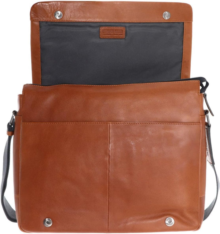 Leonhard Heyden Hamburg - Umhängetasche L 13" 38 cm cognac