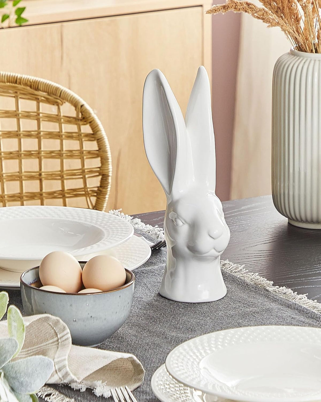 Ostern Dekofigur Osterhase Hasenfigur Weiss Keramik Osterdeko Hasenkopf 26 gross