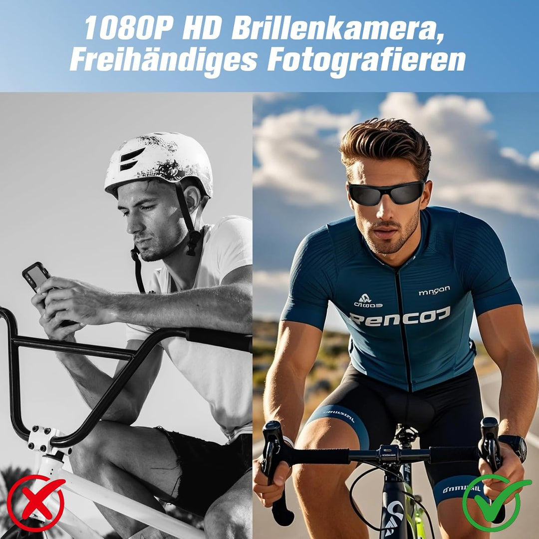 Action Cam, 32GB Sportbrille mit Kamera, Mini Actionkamera 1080P HD, Kleine Videokamera Sonnenbrille