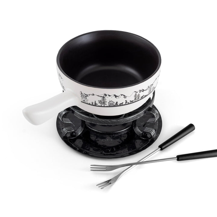 Heidi 9er Set Fondue, Käsefondue, Gabeln, Eintopf, Keramiktopf, Keramikfondue Swissmar Heidi Fondue-