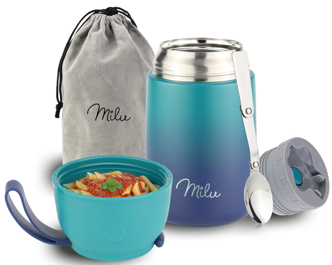 Milu® Thermobehälter für Essen 800ml, Edelstahl, Thermo Lunchbox, Suppenbehälter to go, Thermobox, T
