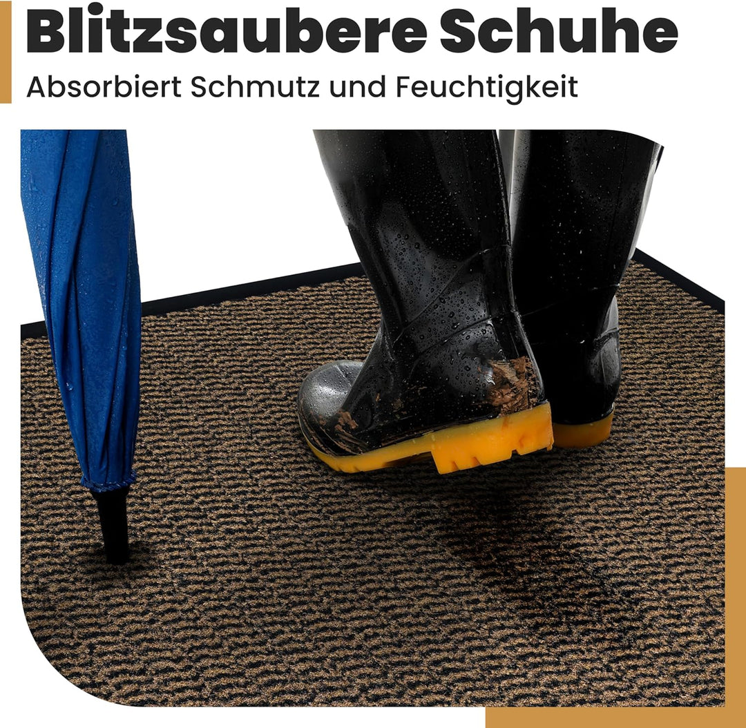 Bodenständig® Saubere Schuhe Dank saugstarkem Stoff (robust) perfekte Grösse Braun in 90x150cm - Fus