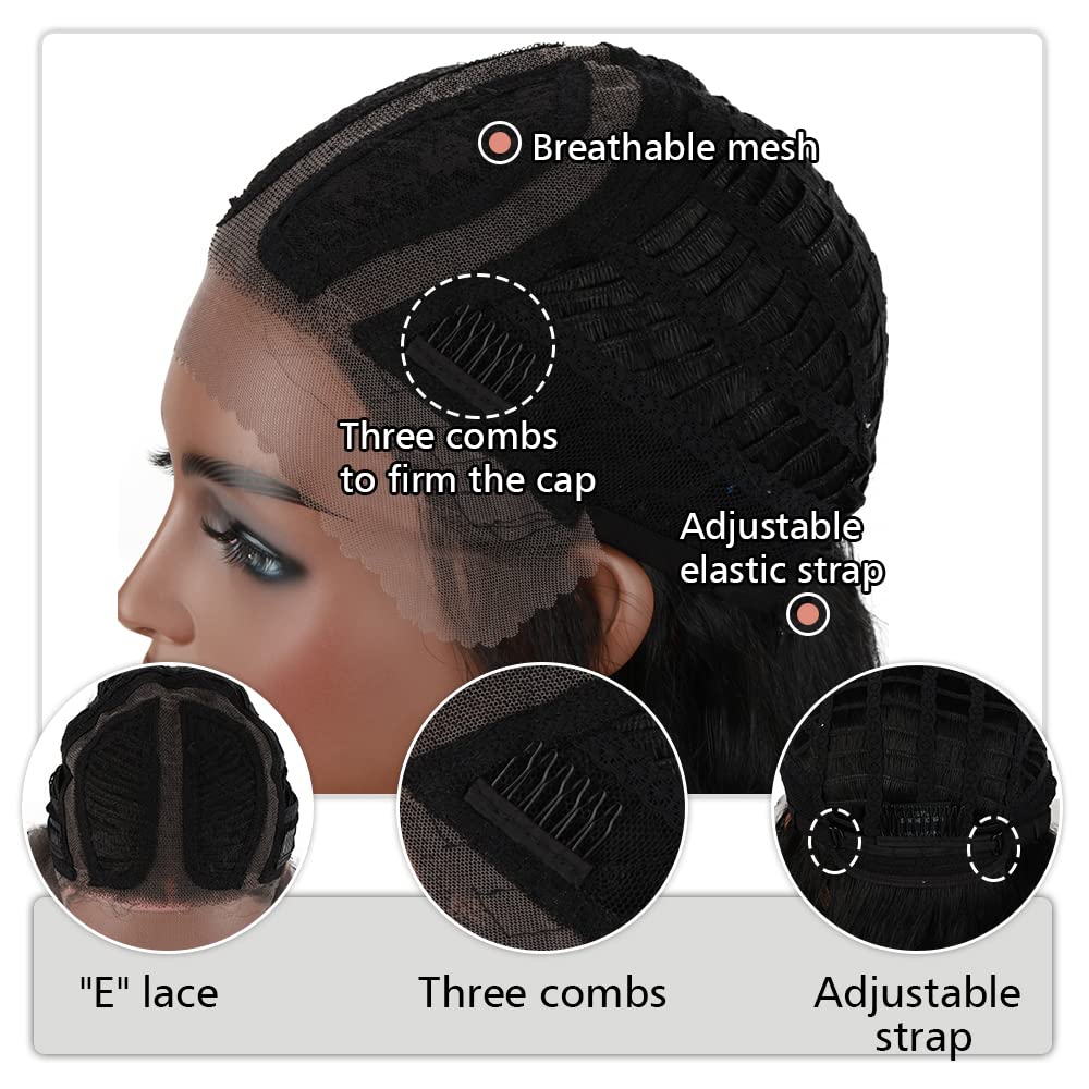 FASHION IDOL Lace Front Curly Wigs 31" Long Synthetic Natural Water Wavy Wig for Black Women Ombre B