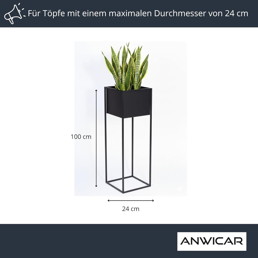 Blumenständer Metall Schwarz Höhe 100 cm - Pflanzenständer - Modern Deko Wohnzimmer - Salon Blumenho