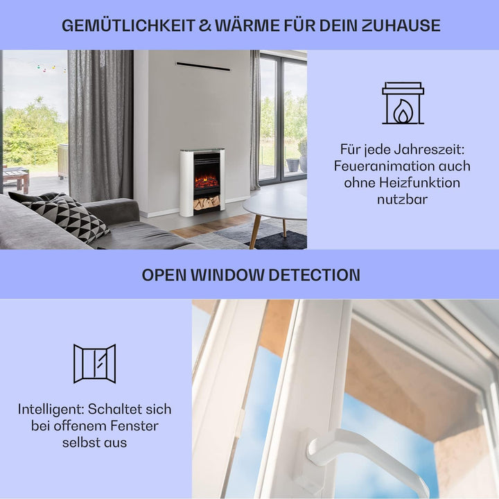 Klarstein Elektrokamin, Elektro Heizungen für Wohnzimmer & Innenräume, Elektrischer Kamin mit LED Fl