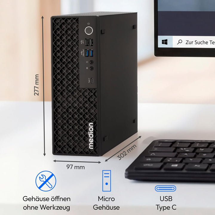 MEDION Picoworx T80 III Mini PC (Slim, Core Ultra 5 228V, 32GB DDR5 RAM, 1 TB SSD, ARC 130V, USB Typ
