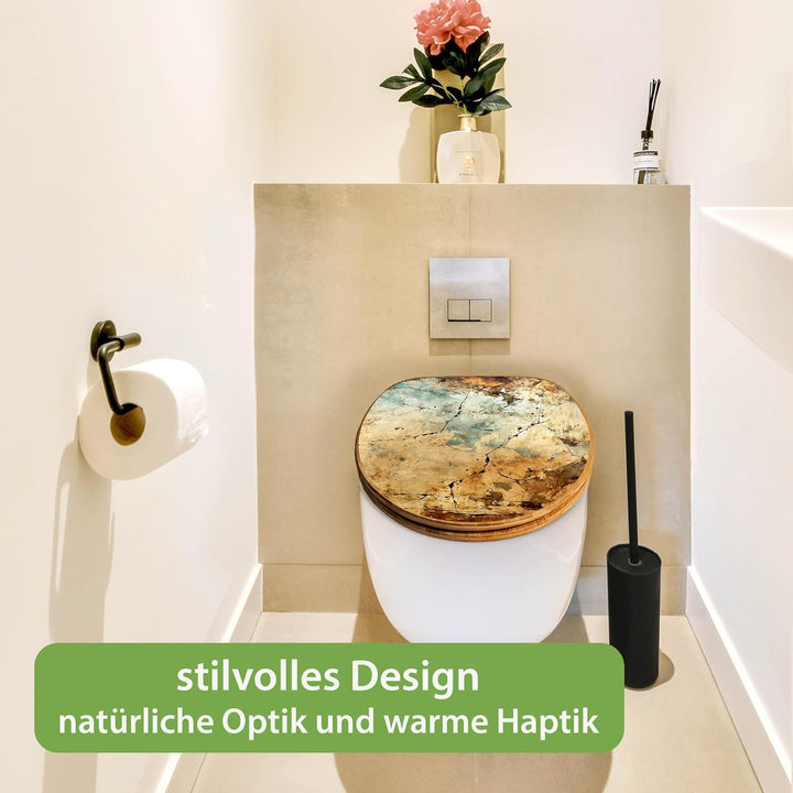 banjado Design WC Sitz Bambus Absenkautomatik 45,8x37,5cm - Toilettendeckel mit Absenkautomatik Holz