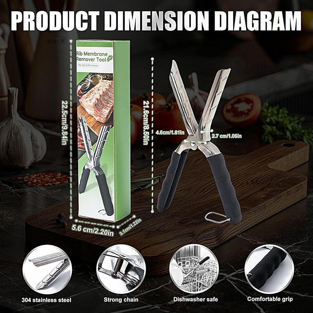 Generisch Rippenmembran Werkzeug,BBQ Rippenhaut Entferner Werkzeug - Edelstahl Küchenhelfer Ergonomi