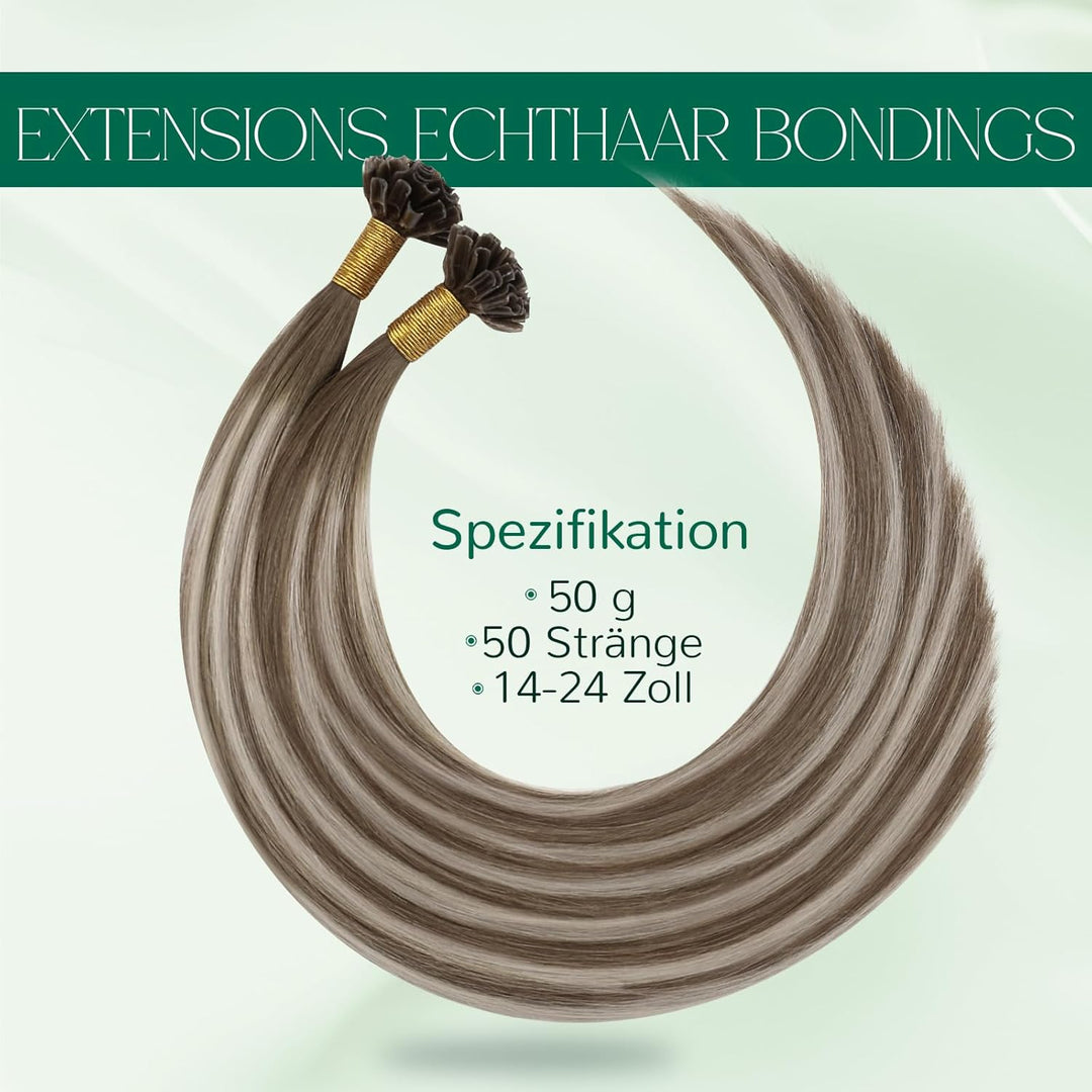 Easyouth Extension Echthaar Bondings Balayage Blond Echthaar Bondings Extensions Mittelbraun Ombre P
