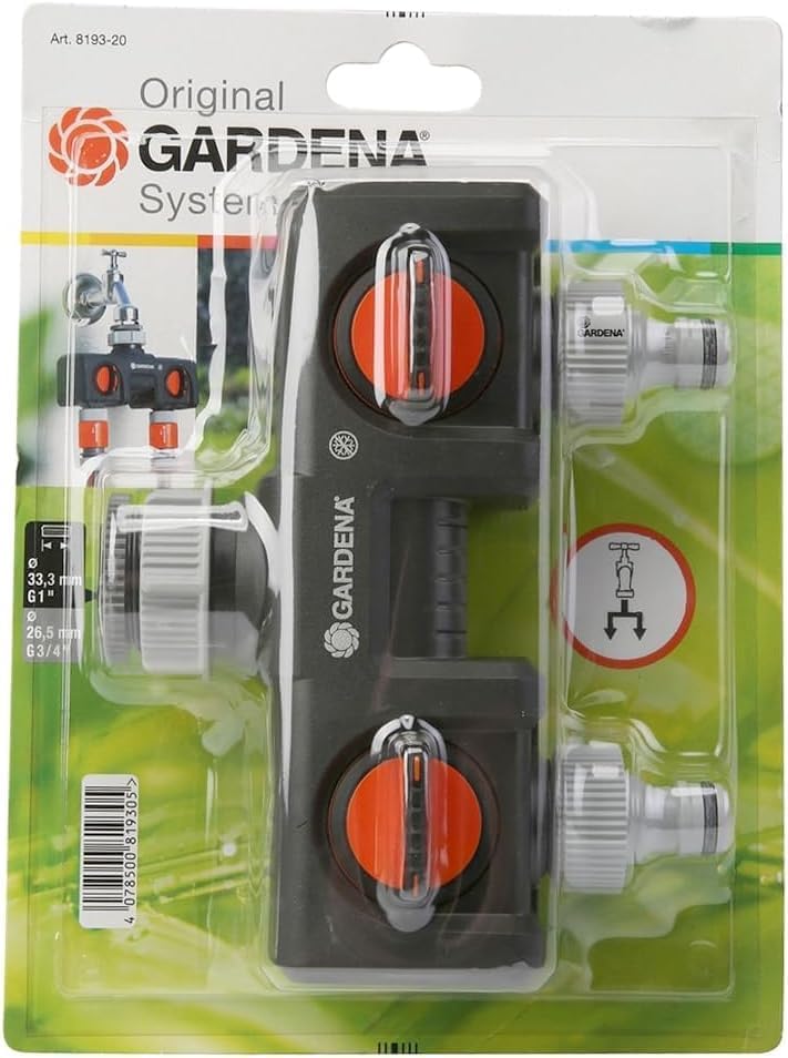 Gardena 2-Wege-Verteiler: Anschlussmöglichkeit für 2 Geräte an den Wasserhahn, passend zu Gardena Be