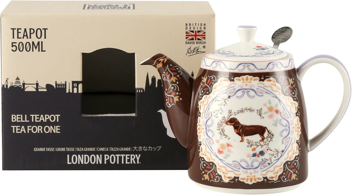London Pottery Teekannen-Set aus Knochenporzellan, Teekanne und Servierset für einen, Tiermuster, Te