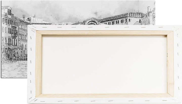 Venedig und seine traumhaften Gondelfahrten Panorama 120x60 cm Effekt: Schwarz/Weiss als Leinwandbil