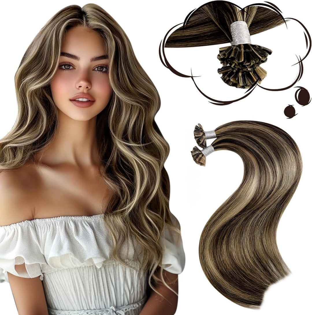 Moresoo Haarverlängerung Echthaar Bondings 55 cm Remy Echthaar Extensions Bondings 