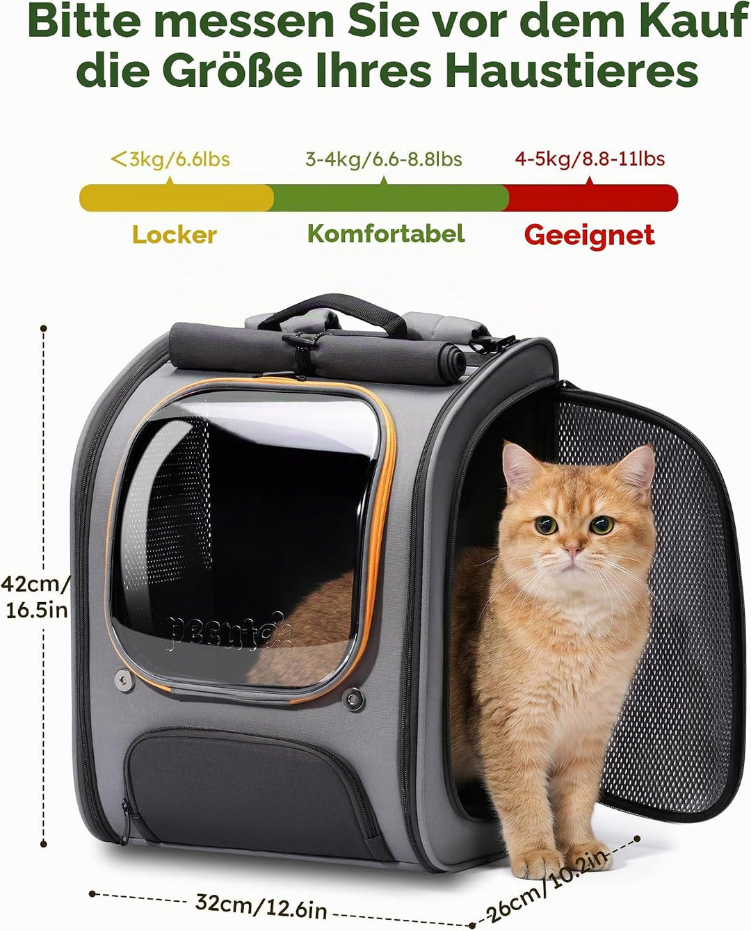 pecute Katzenrucksack Bubble Haustier Rucksack mit Netzfenster, Tragbare und Faltbare Katzentasche,