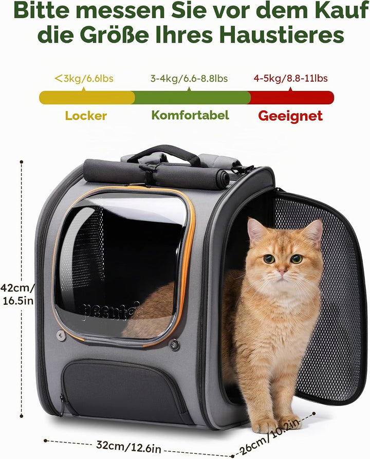 pecute Katzenrucksack Bubble Haustier Rucksack mit Netzfenster, Tragbare und Faltbare Katzentasche,