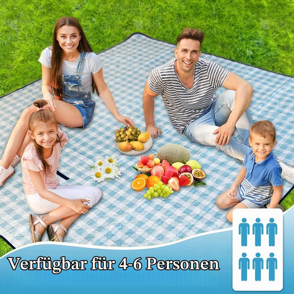 Waschbar Picknickdecke Wasserdicht Isoliert, Strandmatte Gepolstert Faltbar, Large Picnic Blanket Wa