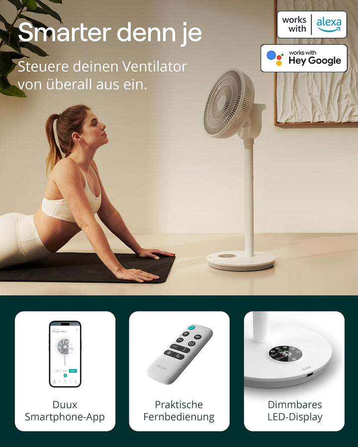 Duux Whisper Flex 2 Smart Ventilator – flüsterleise 13 dB – Nachtmodus & Timer – höhenverstellbar (5