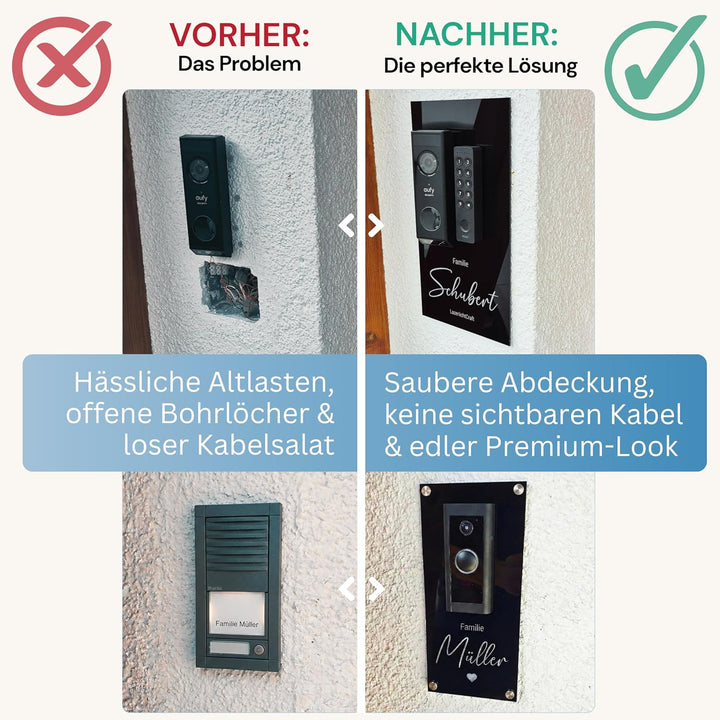 Klingelschild für Reolink Video Doorbell Battery D340B | Schwarz oder Anthrazit | Verschiedene Muste