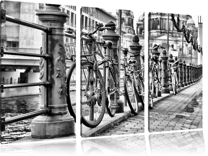 Pixxprint Fahrrad Bahnhof, BMX Bahnschiene 3Teiler 120x80 cm Leinwandbild Wandbild Kunstdruck