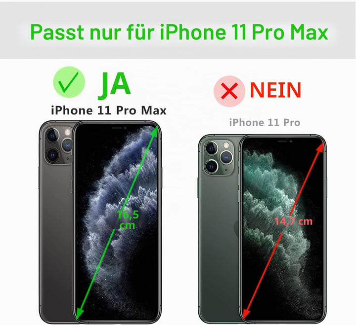LENSUN Echtleder Hülle für iPhone 11 Pro Max, Handyhülle [Echtes Leder][Magnetverschluss][RFID Schut