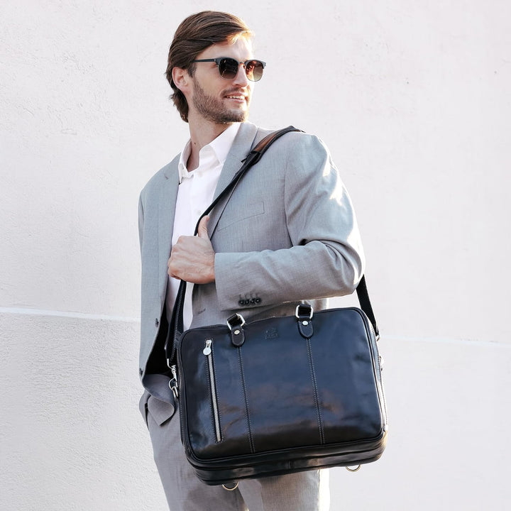 Time Resistance Leder Aktentasche handgefertigte Umhängetasche Laptoptasche für bis zu 15 Zoll Lapto