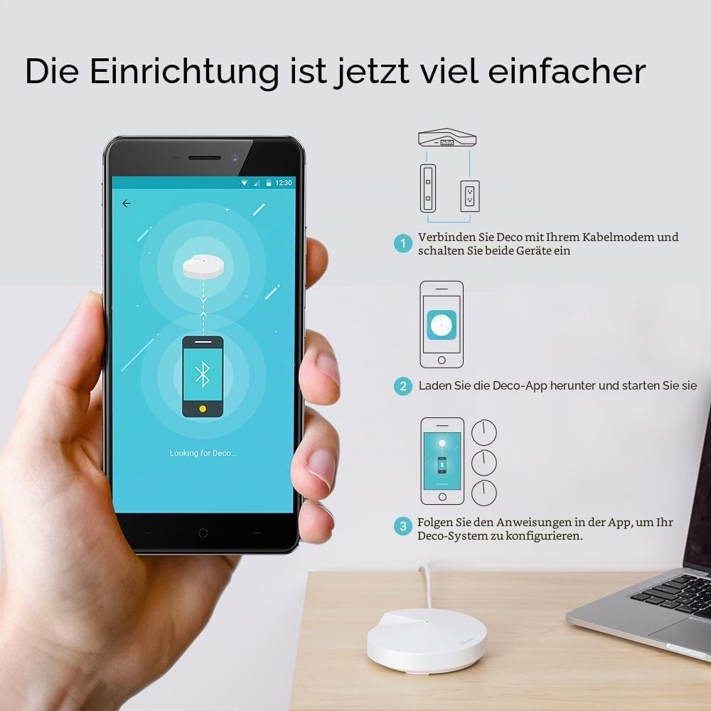 TP-Link Deco M5 Mesh WLAN AC1300 Dualband Heimnetz Komplettlösung (Geschwindigkeit bis zu 1267Mbit/s
