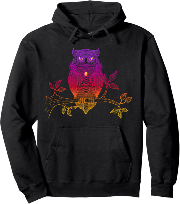 Eulen-Sonnenuntergang-Farbverlauf Pullover Hoodie