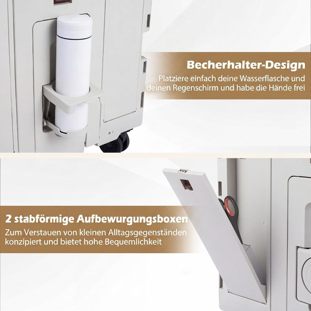 COSTWAY Einkaufstrolley klappbar, Einkaufswagen 75L, Einkaufskorb mit Deckel, Rollen & verstellbarem