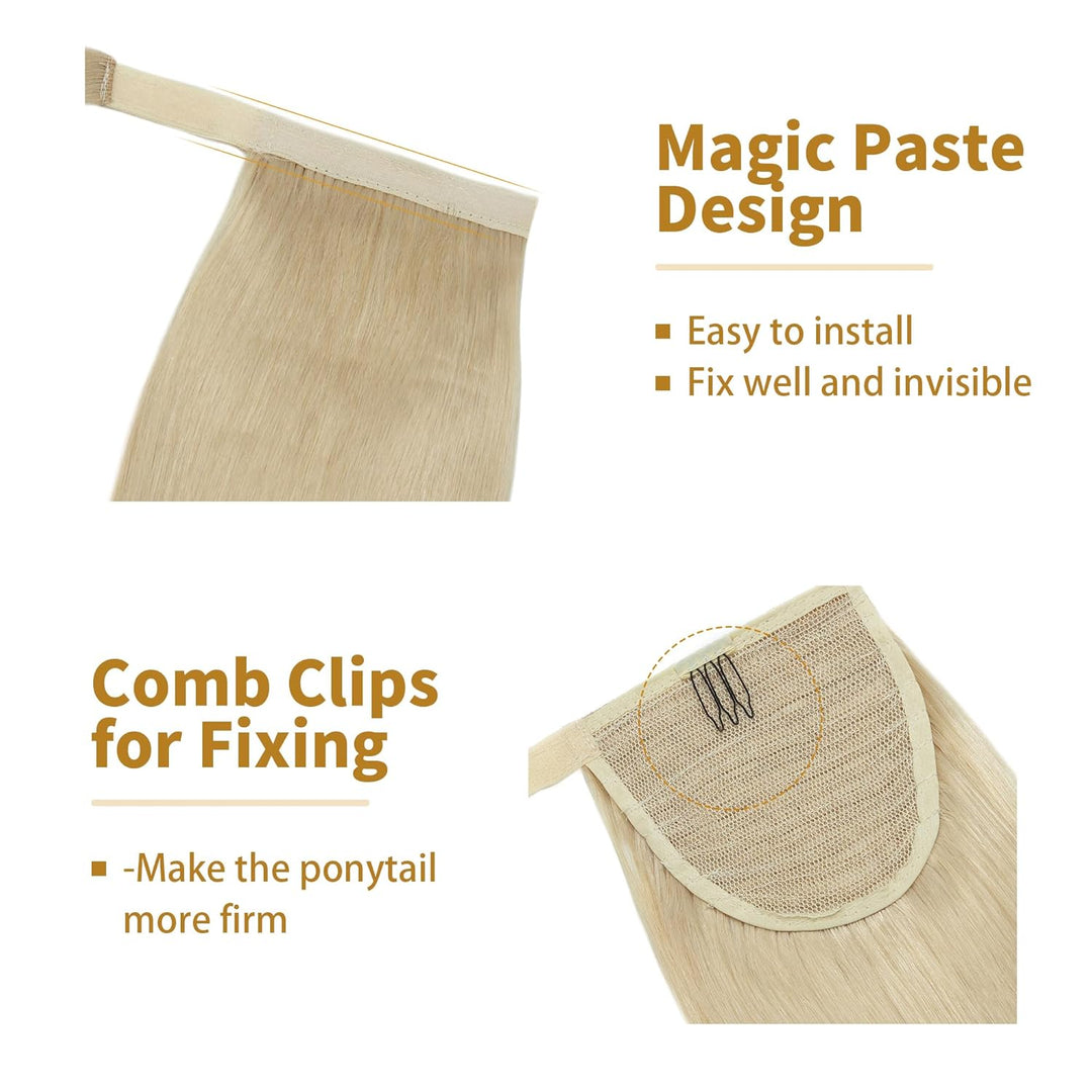 SEGO Ponytail Extension Echthaar Pferdeschwanz Zopf Haarteil Haarverlängerung Hair Piece Haar Hitzeb