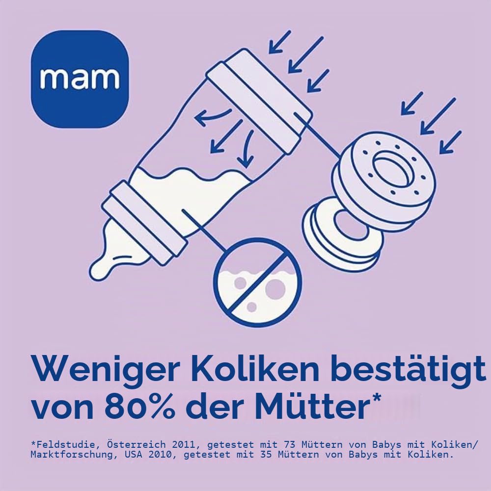 MAM Easy Start Babyflasche 320 ml (2er-Set), Set mit 2 Anti-Kolik-Flaschen zum Stillen, reduziert Lu