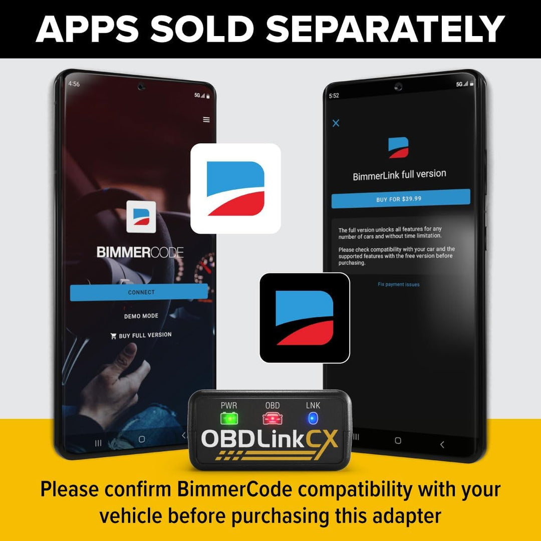 OBDLINK CX Bimmercode Bluetooth 5.1 BLE OBD2 Adapter for BMW/Mini, Works with iPhone/iOS & Android,