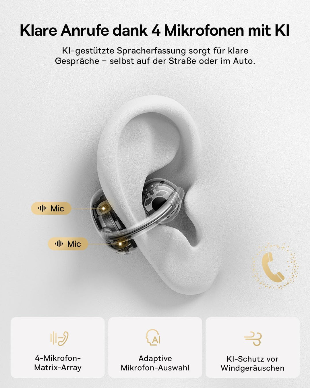 Baseus Bowie MC2 Air Open-Ear-Kopfhörer, Clip-On Earbuds mit CloudComfort, Bluetooth 6.0, SuperBass