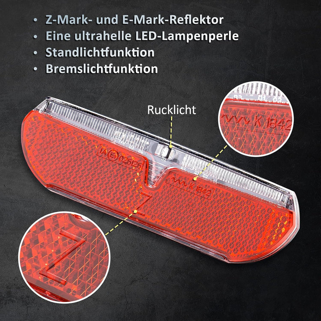 Led Fahrrad Rücklicht mit Bremslichtfunktion, USB-C Aufladbar | StVZO Zulassung Fahrradlicht Hinten,