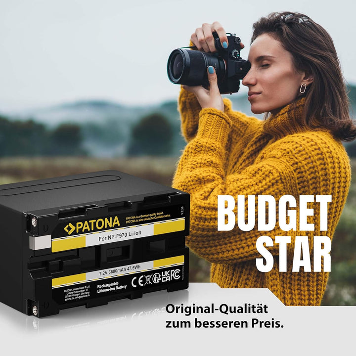 PATONA NP-F970 Akku 6600mAh Ersatzakku kompatibel mit Sony Camcorder, LED Indikatoren Beleuchtung Vi