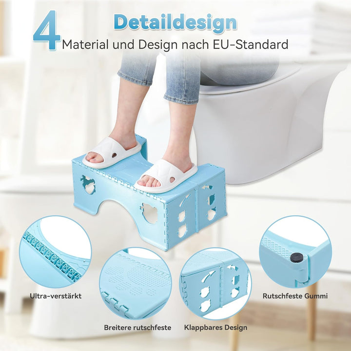 Toilettenhocker Klappbar - Physiologischer Hocker Badezimmer für Erwachsene und Kinder - WC Hocker (