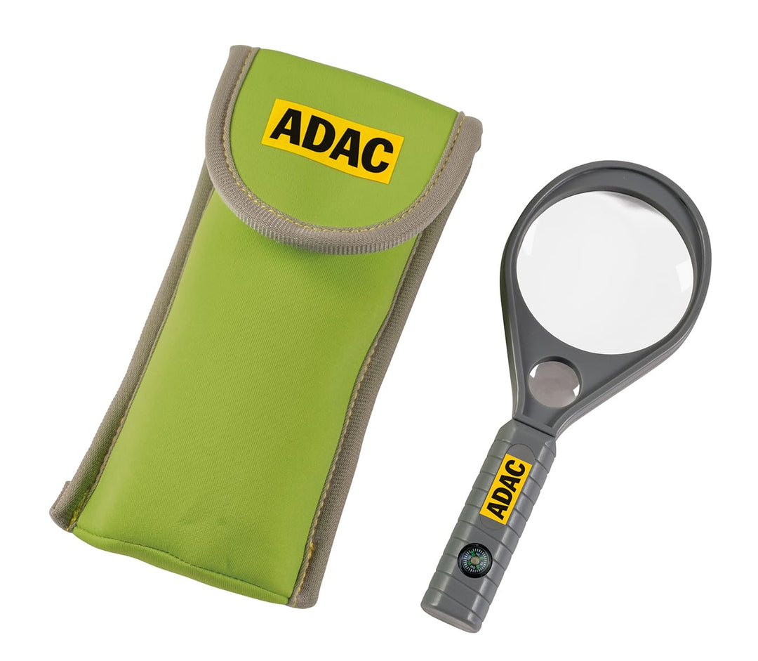 ADAC-Entdecker Lupe, Vergrösserung 6-Fach, Abenteuerspielzeug für Kinder, grau, 6x60 mm + 8x16 mm