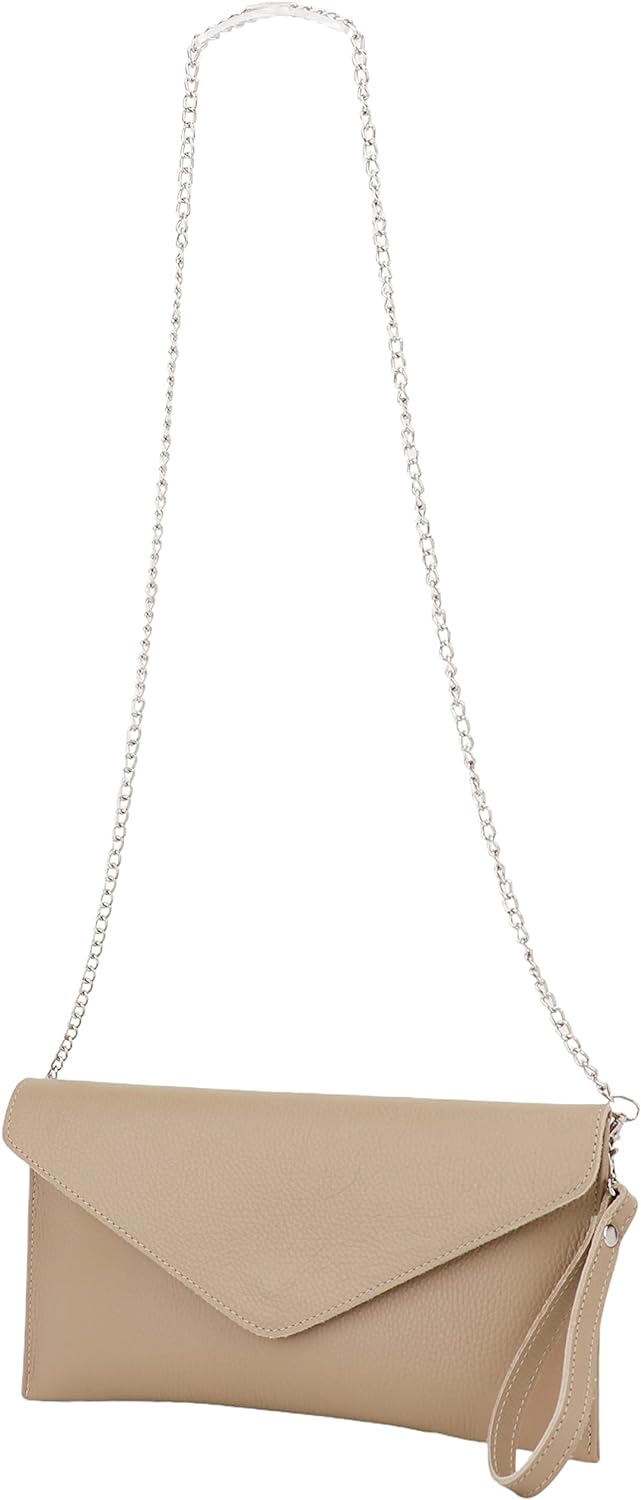 SH Leder Echtleder Clutch Umhängetasche kleine Tasche elegant Abendtasche in genarbt Rindleder mit T