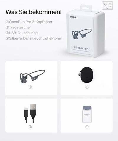 SHOKZ OpenRun Pro 2 Knochenschall Sportkopfhörer, Open-Ear-Ohrhörer mit Bluetooth 5.3, Mikrofon mit